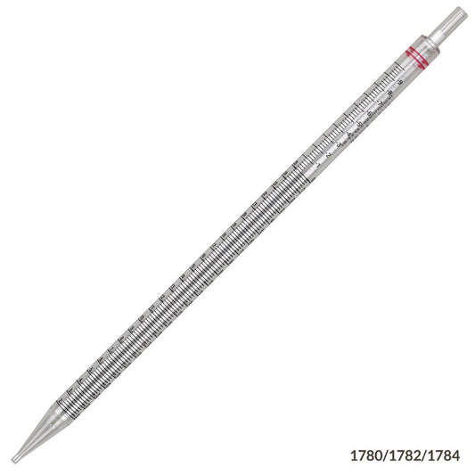 Globe Scientific 1782 Serological Pipette 25mL PS Standard Tip 345mm STERILE Red Band Bulk 25/Bag