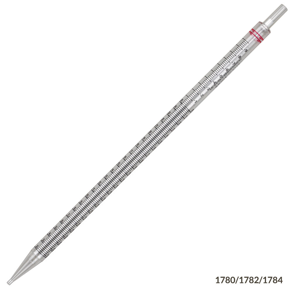 Globe Scientific 1730 Serological Pipette 2mL PS Standard Tip 275mm STERILE Green Band 25/Pack 40 Packs/Unit