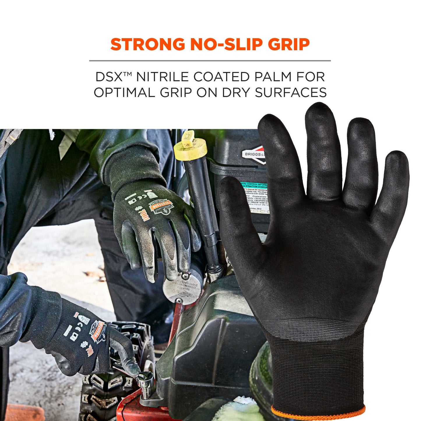 Ergodyne 17851 ProFlex 7001 Nitrile Coated Gloves - Abrasion Resistant, 18g, Dry Grip