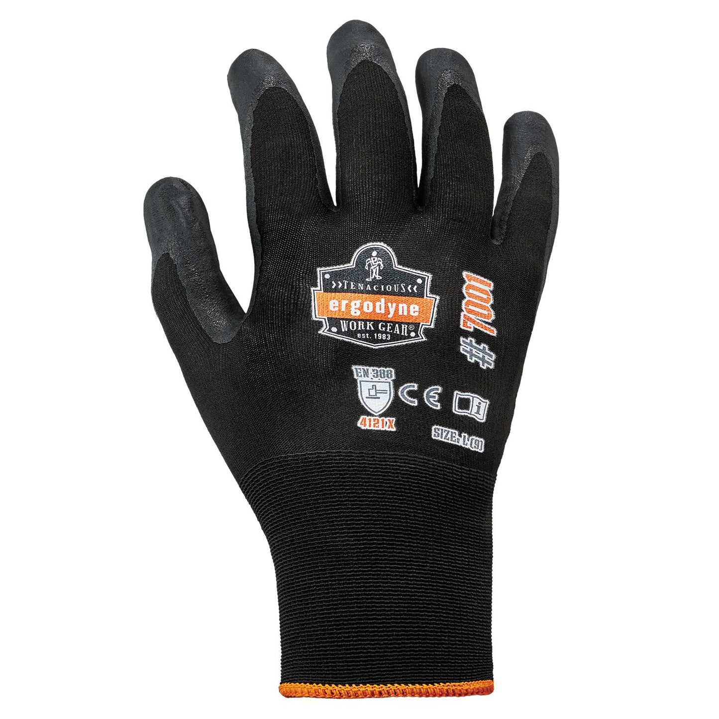 Ergodyne 17851 ProFlex 7001 Nitrile Coated Gloves - Abrasion Resistant, 18g, Dry Grip