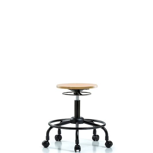 Blue Ridge Ergonomics WDHSO-RT-RC Wood Stool - Desk Height with Round Tube Base & Casters