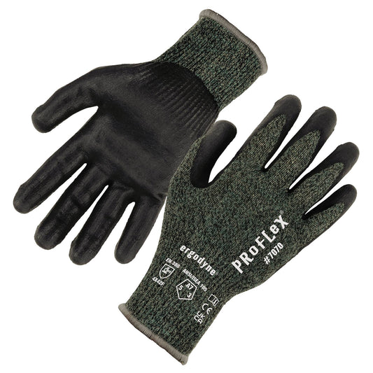 Ergodyne 18042 ProFlex 7070 Nitrile Coated Cut-Resistant Gloves - ANSI A7, EN388: 4X42F, 13g, Heat Resistant S (Green)