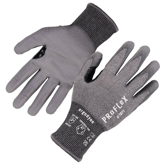 Ergodyne 18076 ProFlex 7071 PU Coated Cut-Resistant Gloves - ANSI A7, EN388: 4X42F, 18g 2XL (Gray)