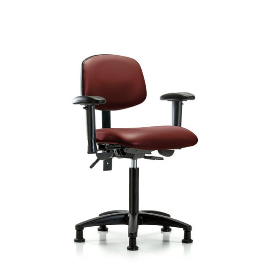 Blue Ridge Ergonomics VMBCH-RG-T1-A1-NF-RG-8815 Rutledge Vinyl Chair - Medium Bench Height with Seat Tilt, Adjustable Arms, & Stationary Glides in Borscht Supernova™ Vinyl