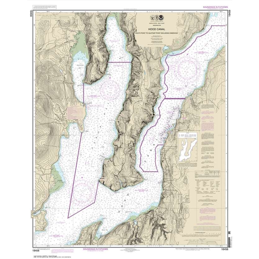 Paradise Clay NO_18458 HISTORICAL NOAA Chart Hood Canal-South Point to Quatsap Point including Dabob Bay