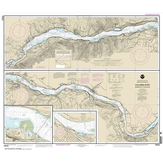 Paradise Clay NO_18532 HISTORICAL NOAA Chart Columbia River Bonneville To The Dalles; The Dalles; Hood River