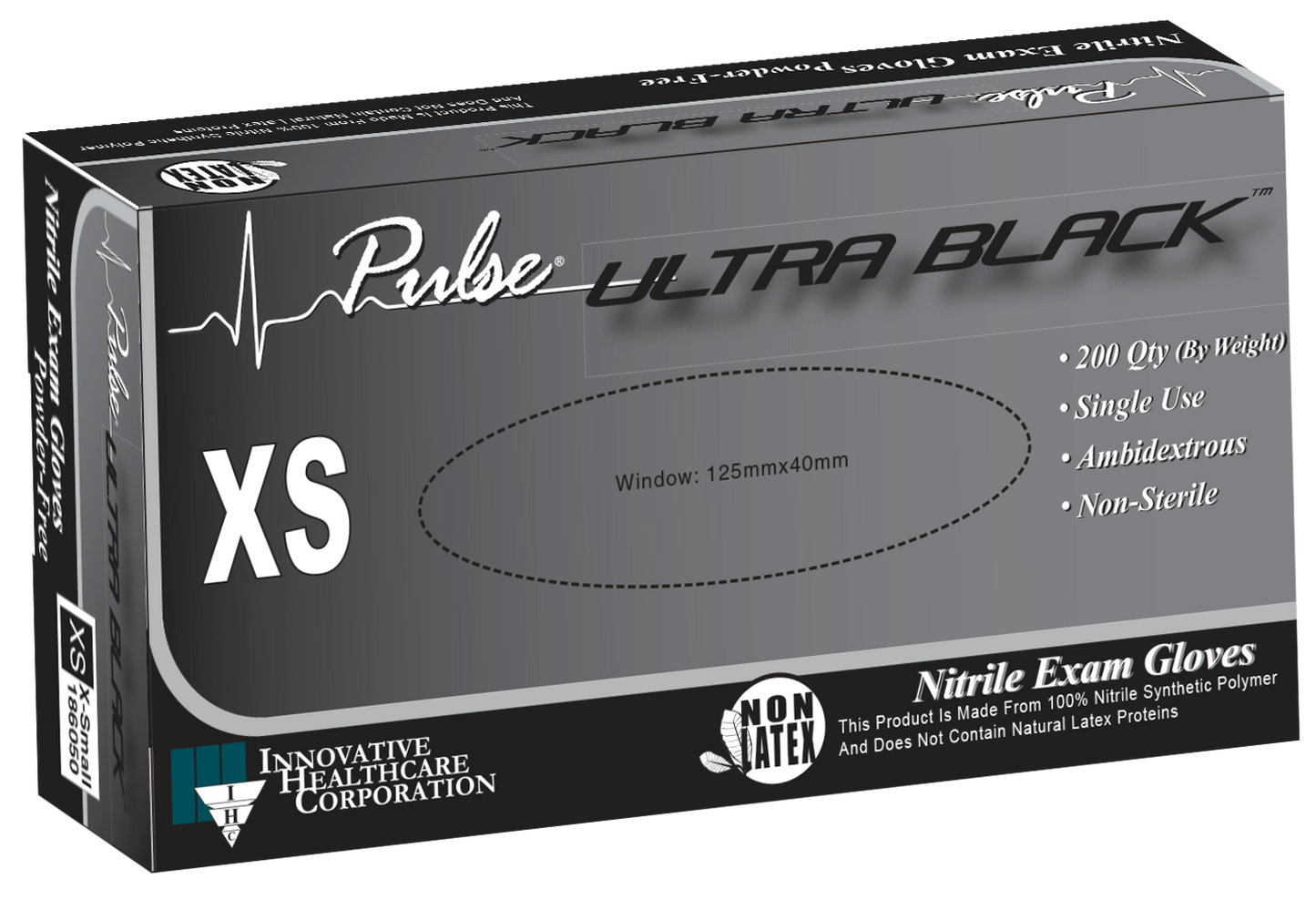 Innovative Healthcare 186200 Pulse Ultra Black Nitrile Exam Gloves - M, 200 Gloves/Bx, 10 Bx/Cs