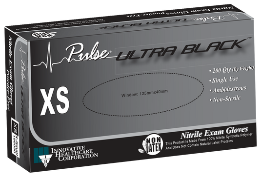 Innovative Healthcare 186350 Pulse Ultra Black Nitrile Exam Gloves - Xl, 200 Gloves/Bx, 10 Bx/Cs