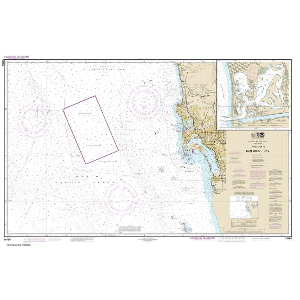 Paradise Clay NO_18765 HISTORICAL NOAA Chart Approaches to San Diego Bay;Mission Bay