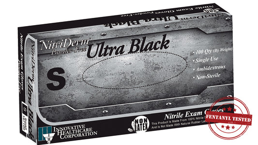 Innovative Healthcare 187100 Nitriderm Ultra Black Nitrile Exam Gloves - S, 100 Gloves/Bx, 10 Bx/Cs