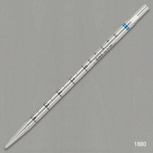 Globe Scientific 1880 Serological Pipette 5mL PS Short Style 230mm STERILE Blue Individually Wrapped
