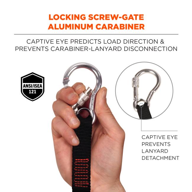Ergodyne 19011 Squids 3105 Tool Lanyard - Carabiner and Cinch Loop - 15lbs