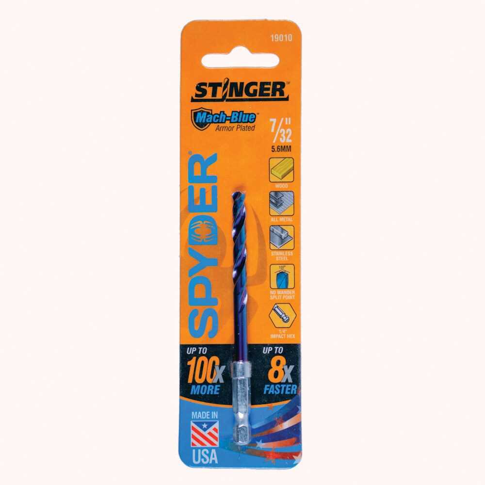 Spyder 19010 Spyder Stinger Mach-Blue 7/32-In 3-7/8-In High-Speed Steel Twist Drill Bit