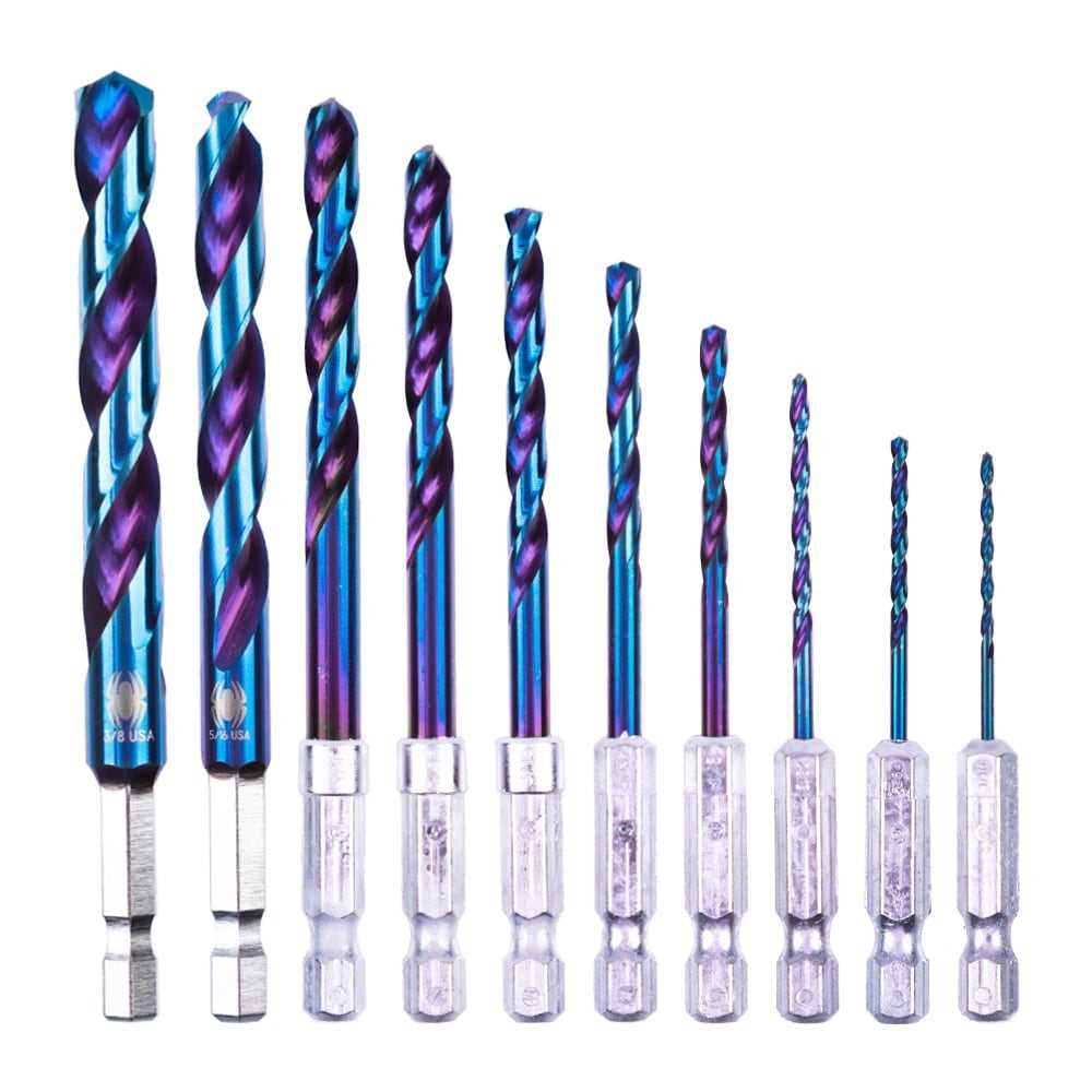 Spyder 19017 Spyder Mach-Blue 10-Piece Assorted High-Speed Steel Twist Drill Bit Set