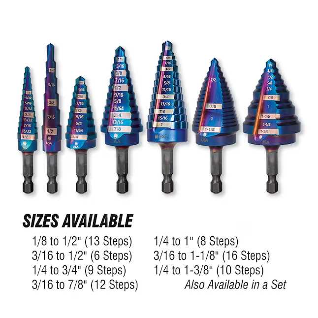 Spyder 19020 Mach-Blue 1/4-in 6-Step Drill Bit (3/16-in to 1/2-in)