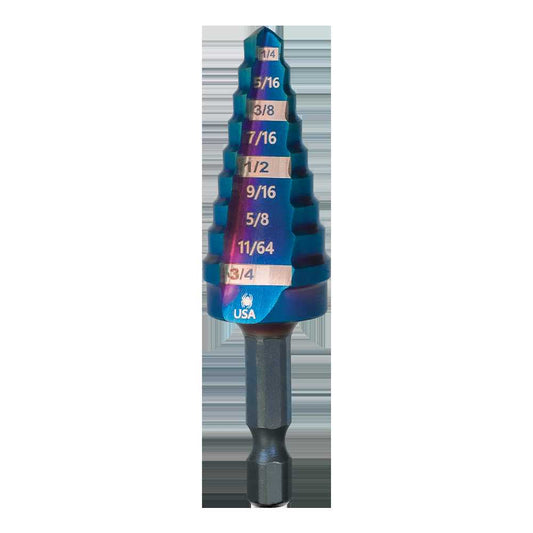 Spyder 19021 Mach-Blue 1/4-in 9-Step Drill Bit (1/4-in to 3/4-in)