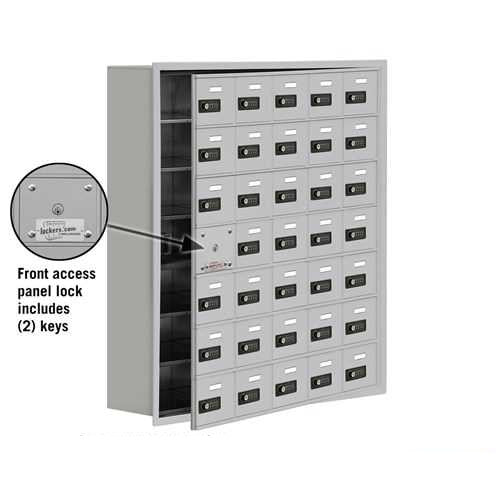 Mailboxes 19178-35ARC Salsbury Cell Phone Storage Locker - with Front Access Panel - 7 Door High Unit (8 Inch Deep Compartments) - 35 A Doors (34 usable) - Aluminum - Recessed Mounted - Resettable Combination Locks