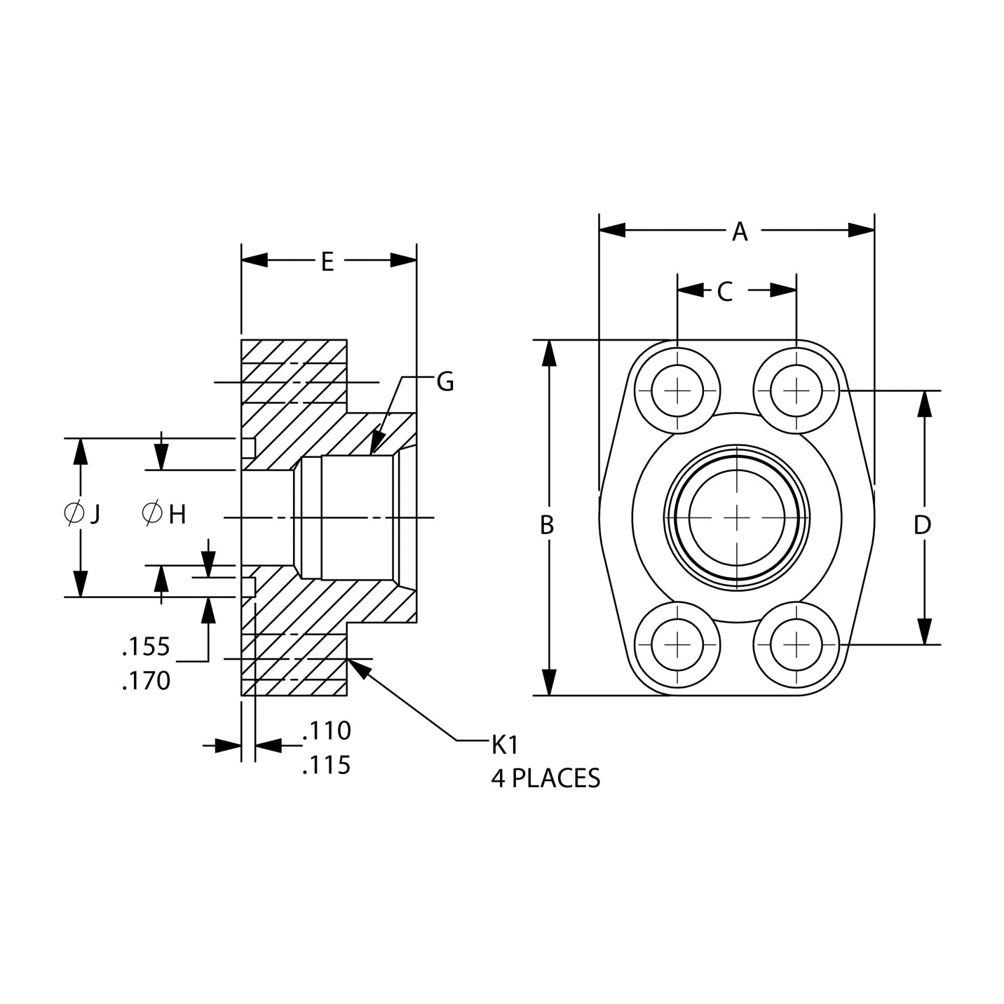 Brennan 1929-61-08-08 08Forb-08Orf Flange Code 61 W/Countersink