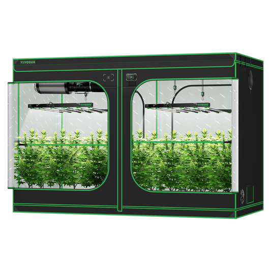 Vivosun Smart Grow Tent Kit GIY-SGS-105 Pro 5x10, 12-Plant Complete System, with WiFi E42A+ Controller, 2x 650W VSFD6500 LED Grow Light, and 8-inch AeroZesh T8 Ventilation Combo