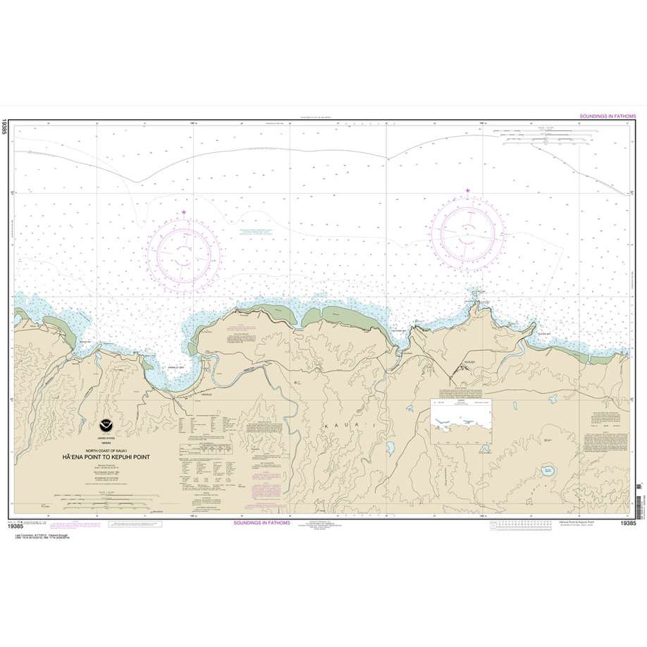 Paradise Clay NO_19385 HISTORICAL NOAA Chart North Coast of Kaua'i Ha'ena Point to Kepuhi Point