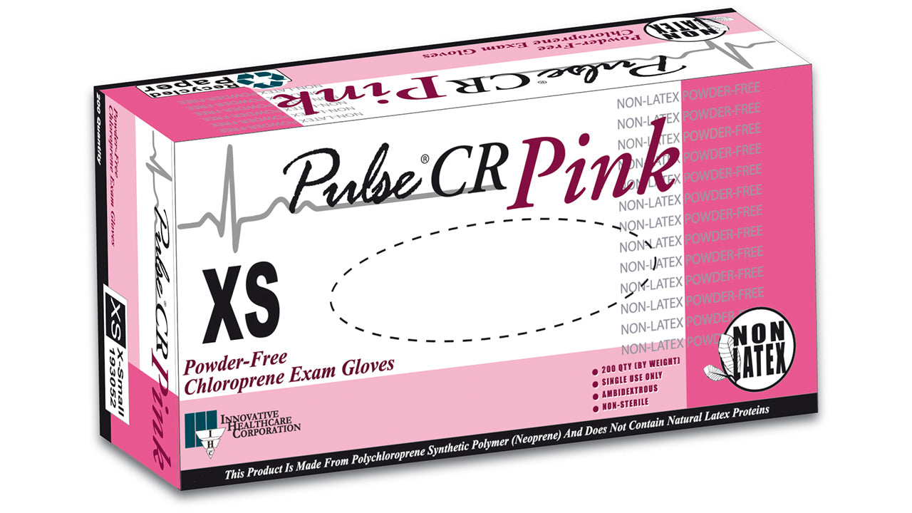 Innovative Healthcare 193052 Pulse Cr Pink Chloroprene Exam Gloves - Xs, 200 Gloves/Bx, 10 Bx/Cs