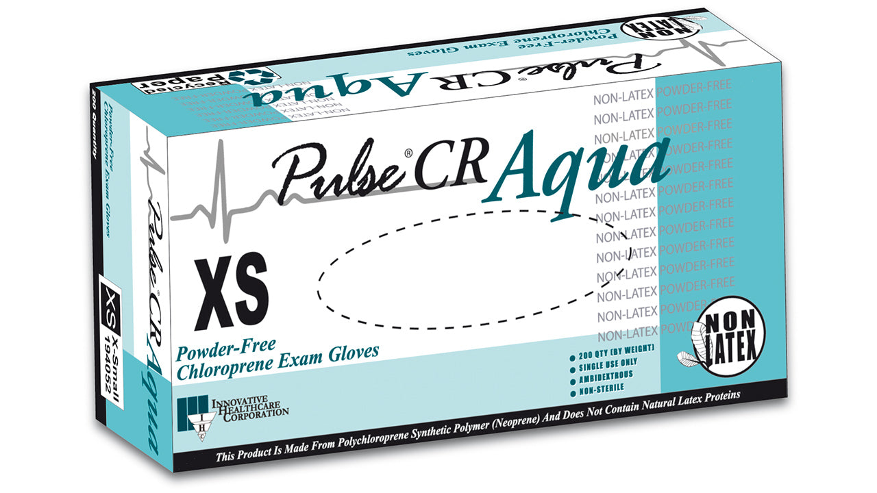 Innovative Healthcare 194352 Pulse Cr Aqua Chloroprene Exam Gloves - Xl, 200 Gloves/Bx, 10 Bx/Cs