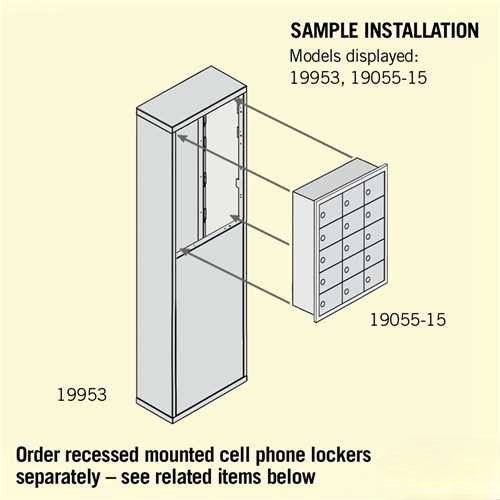 Mailboxes 19953ALM Salsbury Free-Standing Enclosure for #19158-15 - Recessed Mounted Cell Phone Lockers - Aluminum