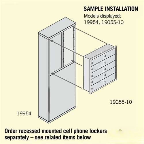 Mailboxes 19954ALM Salsbury Free-Standing Enclosure for #19158-16 and #19158-20 - Recessed Mounted Cell Phone Lockers - Aluminum