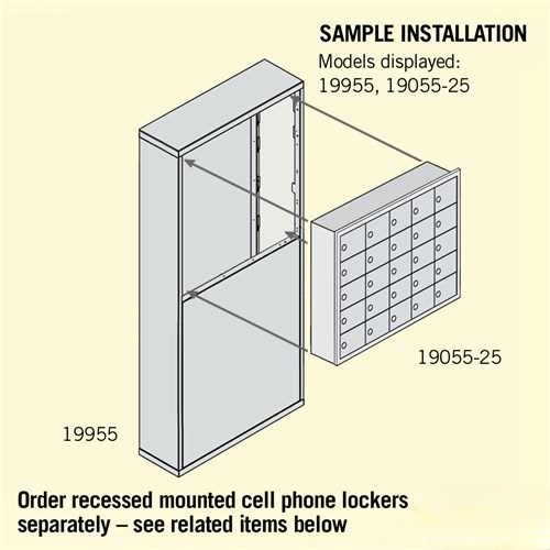 Mailboxes 19955ALM Salsbury Free-Standing Enclosure for #19158-25 - Recessed Mounted Cell Phone Lockers - Aluminum