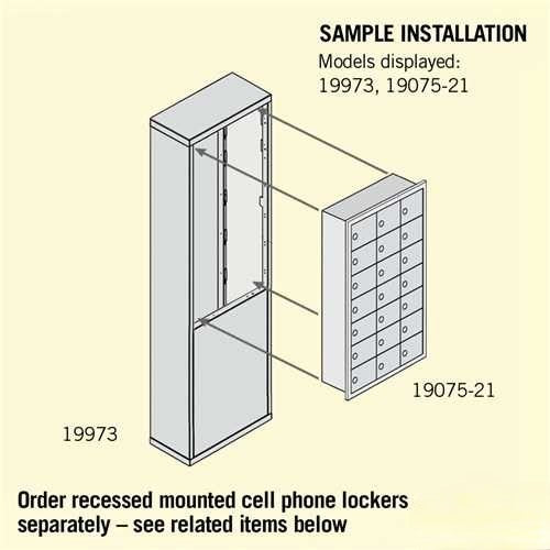 Mailboxes 19973ALM Salsbury Free-Standing Enclosure for #19178-21 - Recessed Mounted Cell Phone Lockers - Aluminum