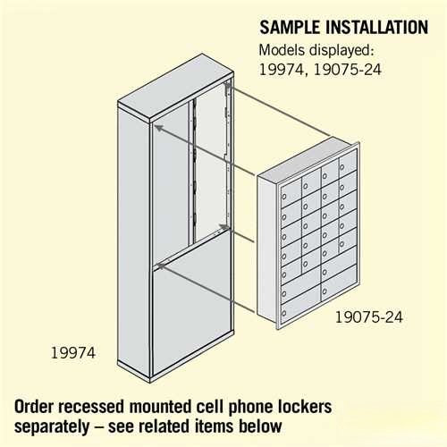 Mailboxes 19974ALM Salsbury Free-Standing Enclosure for #19178-24 and #19178-28 - Recessed Mounted Cell Phone Lockers - Aluminum