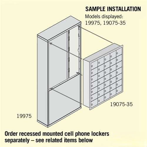 Mailboxes 19975ALM Salsbury Free-Standing Enclosure for #19178-35 - Recessed Mounted Cell Phone Lockers - Aluminum