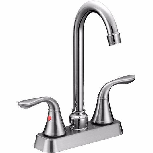 Jones Stephens 1822026 Brushed Nickel Two Handle Gooseneck Bar Faucet