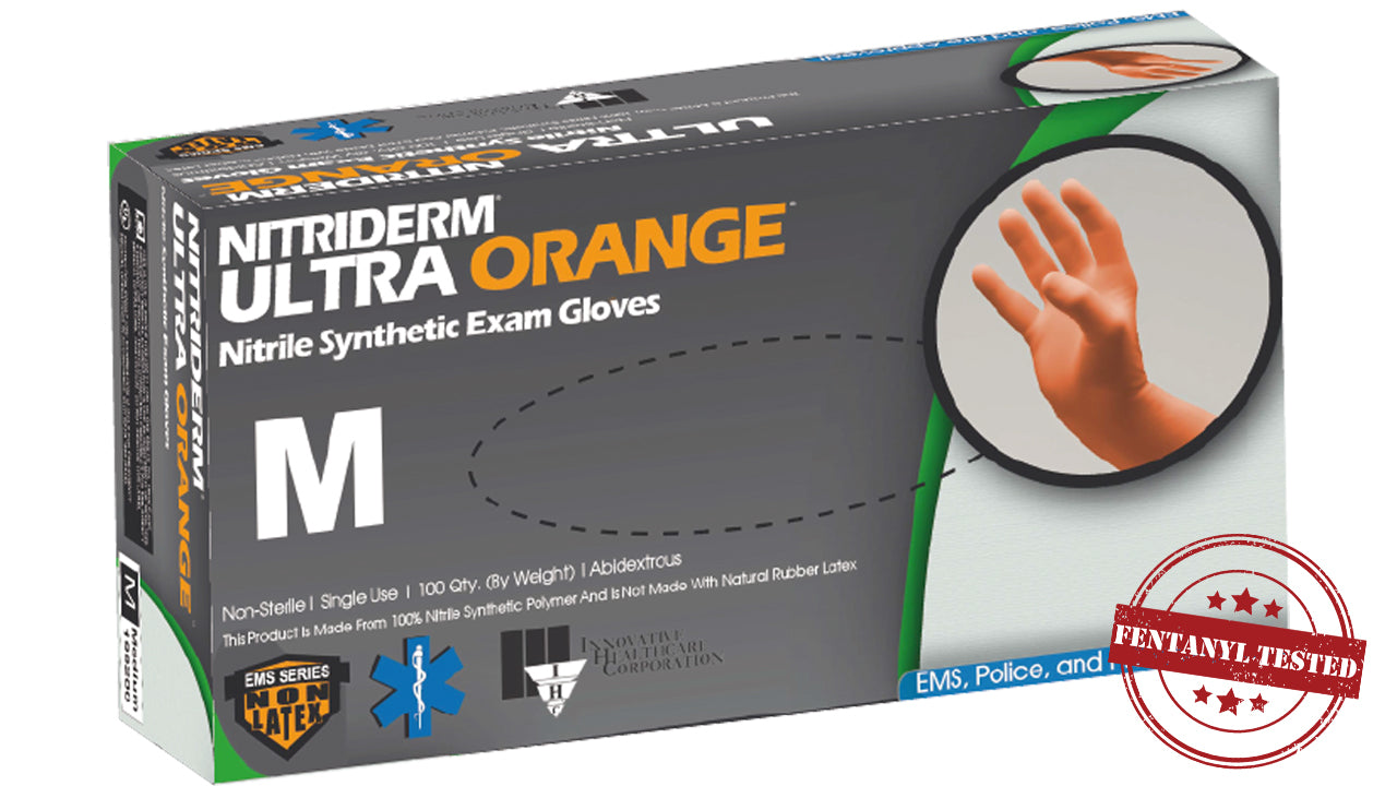 Innovative Healthcare 199200 Nitriderm Ultra Orange Nitrile Exam Gloves - M, 100 Gloves/Bx, 10 Bx/Cs