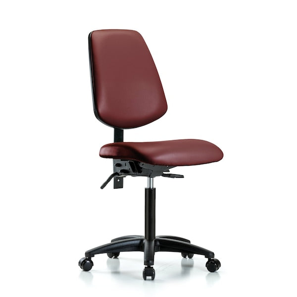 Blue Ridge Ergonomics VMBCH-MB-RG-T0-A0-NF-RC-8815 Rutledge Vinyl Chair - Medium Bench Height with Medium Back & Casters in Borscht Supernova™ Vinyl