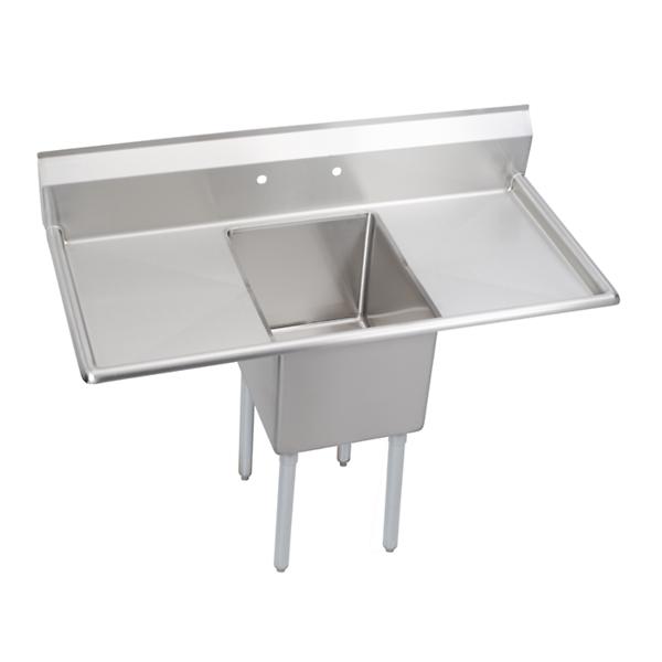 Elkay 1C18X18-2-18X Dependabilt Stainless Steel 54" x 23-13/16" x 44-3/4" 16 Gauge One Compartment Sink w/ 18" Left and Right Drainboards and Stainless Steel Legs