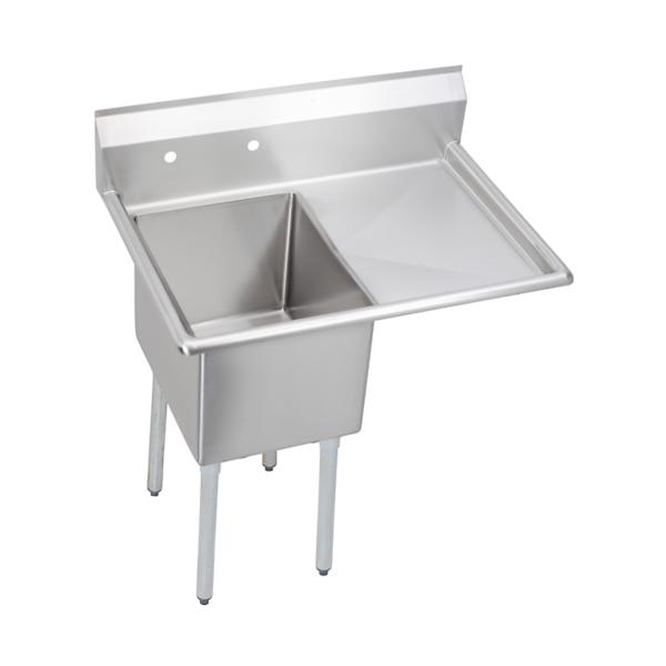 Elkay 1C18X24-R-24X Dependabilt Stainless Steel 44-1/2" x 29-13/16" x 44-3/4" 16 Gauge One Compartment Sink w/24" Right Drainboard and Stainless Steel Legs