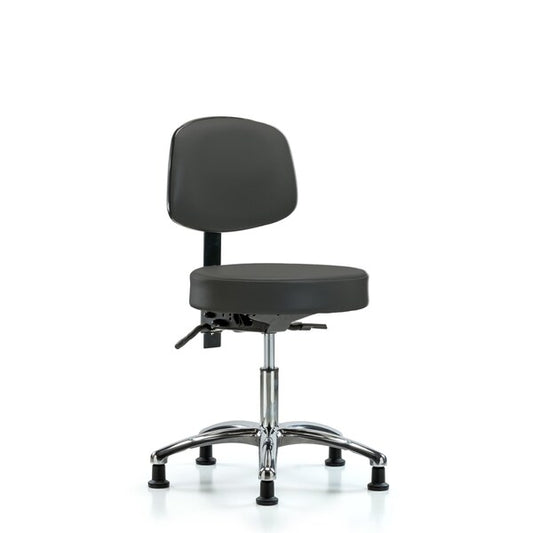 Blue Ridge Ergonomics VDHSO-CR-RG-8613 Rutledge Vinyl Stool without Back Chrome - Desk Height with Stationary Glides in Orange Kist Trailblazer™ Vinyl
