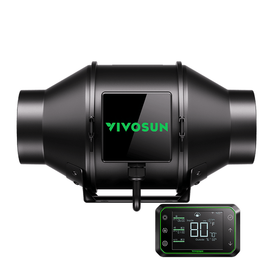 Vivosun AeroZesh G4 Inline Fan 4' with E42A Temp. Humidity WiFi Controller, PWM-Controlled EC Fan for Grow Tent Ventilation