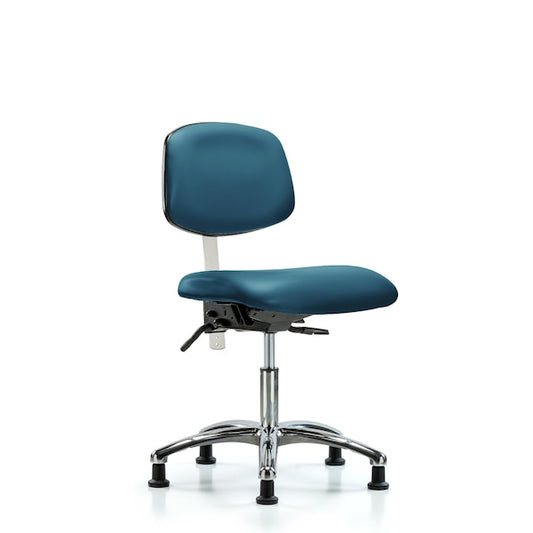 Blue Ridge Ergonomics NCR-VDHCH-CR-T1-A0-RG-8801 Class 100 Vinyl Clean Room Chair - Desk Height with Seat Tilt & Stationary Glides in Marine Blue Supernova™ Vinyl