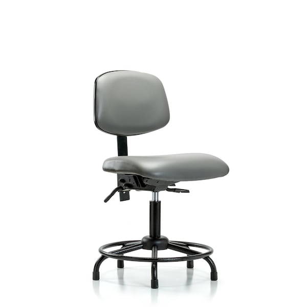 Blue Ridge Ergonomics VDHCH-MB-RG-T1-A0-RG-8840 Rutledge Vinyl Chair - Desk Height with Medium Back, Seat Tilt, & Stationary Glides in Sterling Supernova™ Vinyl
