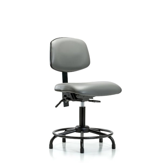 Blue Ridge Ergonomics VDHCH-MB-RG-T1-A0-RG-8840 Rutledge Vinyl Chair - Desk Height with Medium Back, Seat Tilt, & Stationary Glides in Sterling Supernova™ Vinyl