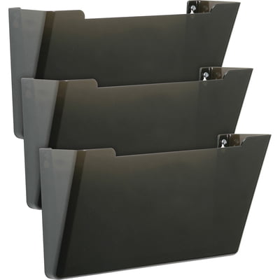 AbilityOne 7520015827277 SKILCRAFT 7520-01-582-7277 Vertical Wall Hanging File - 14.9" Height x 13.3" Width x 4" Depth - Wall Mountable - Smoke - Polystyrene - 3 / Pack