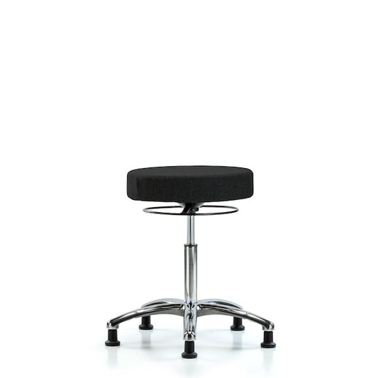 Blue Ridge Ergonomics FMBSO-CR-NF-RG-F42 Rutledge Fabric Stool without Back Chrome - Medium Bench Height with Stationary Glides in Black Fabric