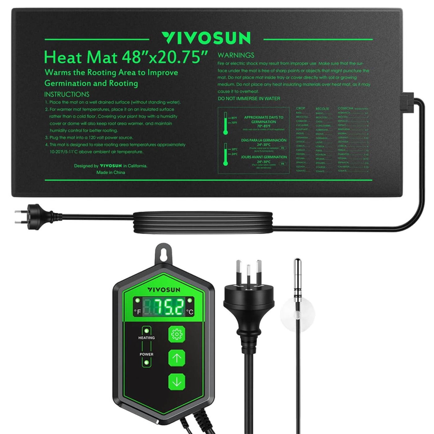 Vivosun Seedling Heat Mat Digital Thermostat Combo 48'x20.75'