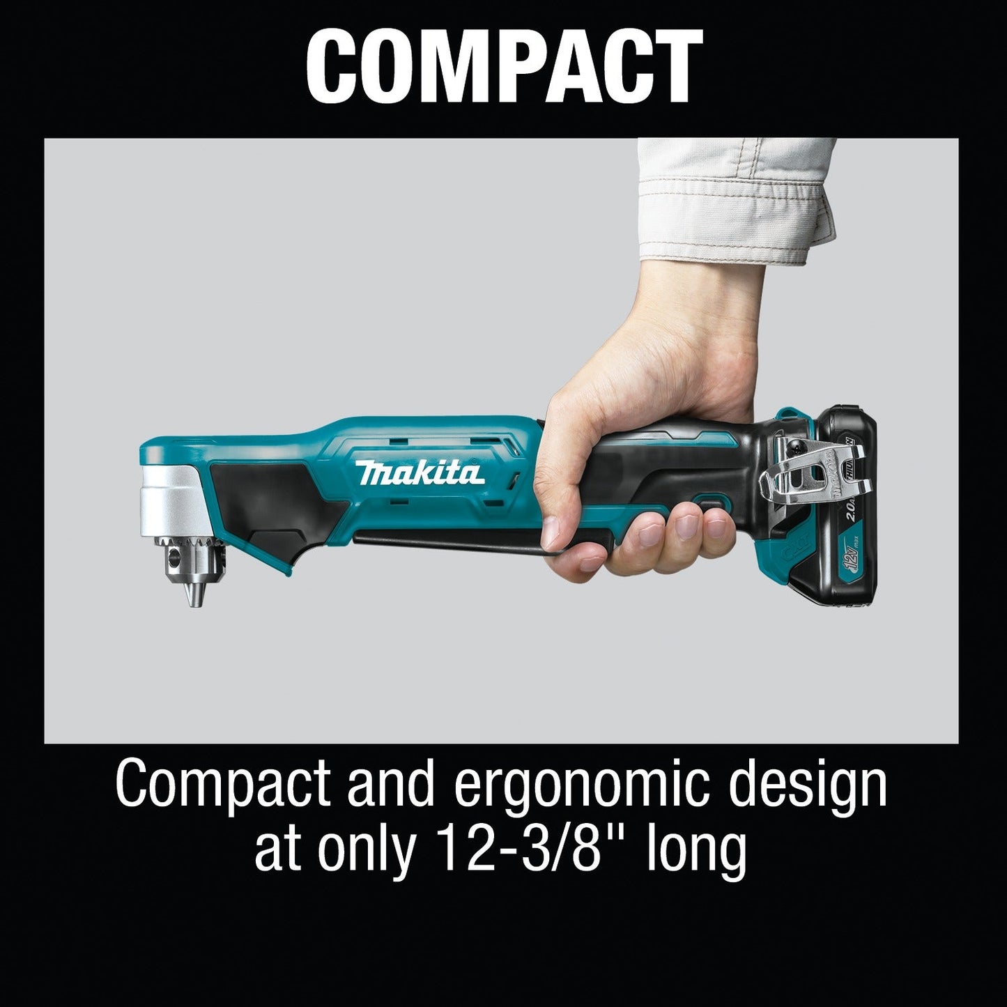 Makita AD03R1 12V max CXT® Lithium‘Ion Cordless 3/8" Right Angle Drill Kit (2.0Ah)