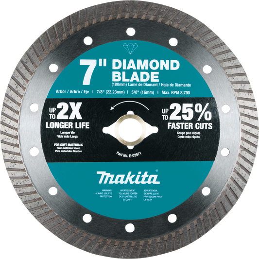 Makita E-02571 7" Diamond Blade, Turbo, Soft Material