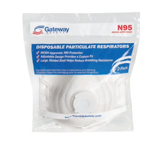 Gateway Safety 80101EA002 PeakFit N95 Disposable Particulate Respirator Adjustable Cloth Head Strap Respiratory Protection