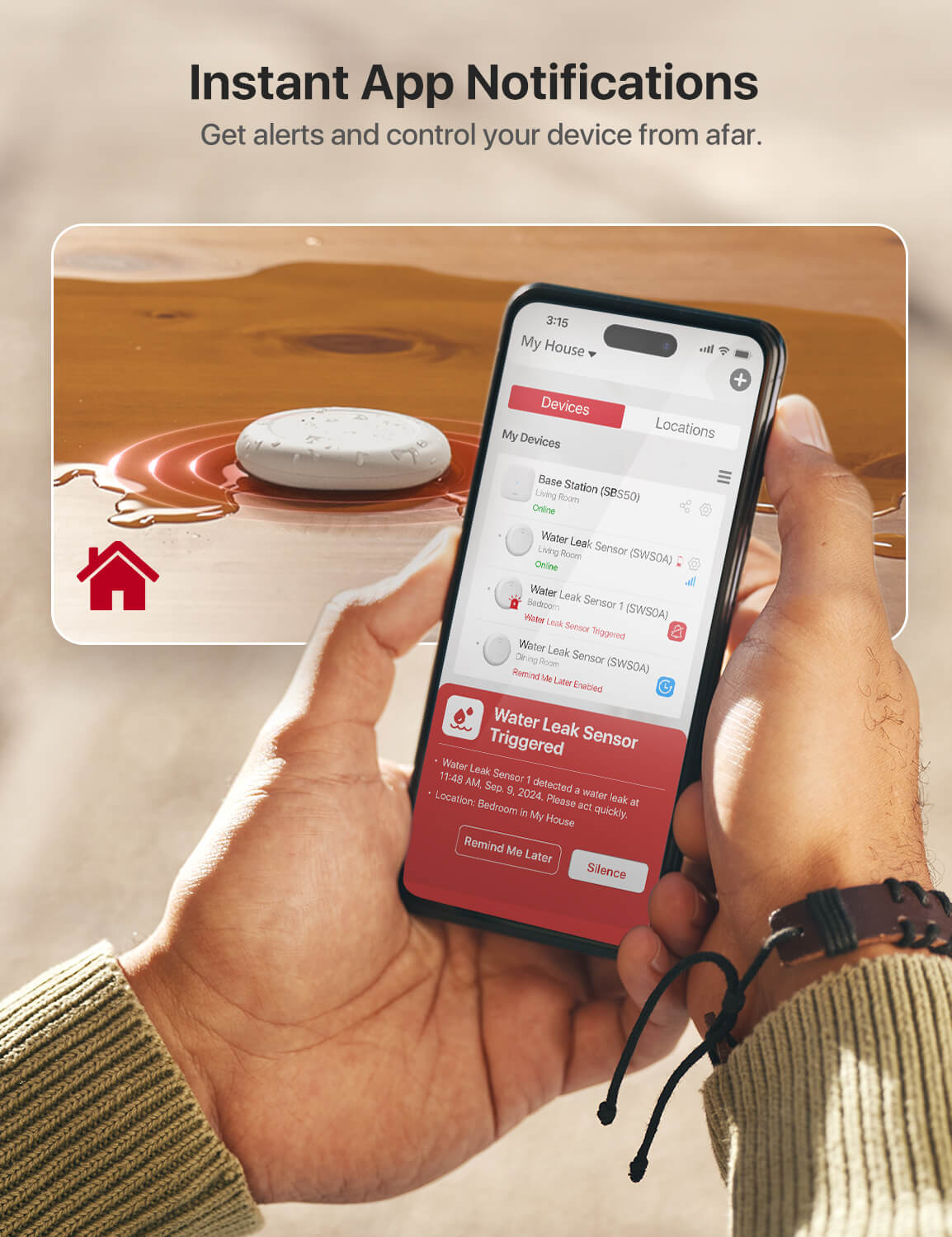 X-Sense SWS0A Ultra-thin Smart Water Leak Alarm - 1*Alarm