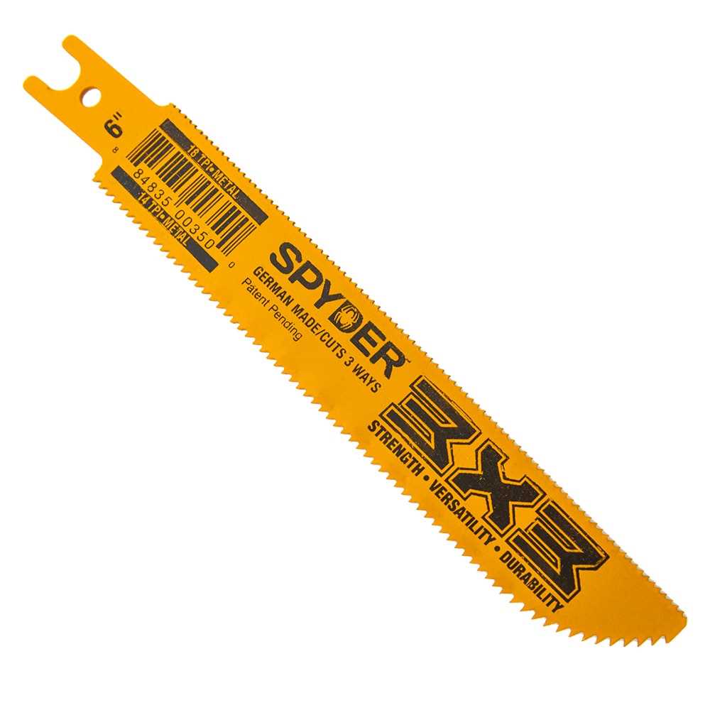 Spyder 200180 Spyder 3X3 Bi-Metal 6-In 14/18-Tpi Wood/Metal Cutting Reciprocating Saw Blade